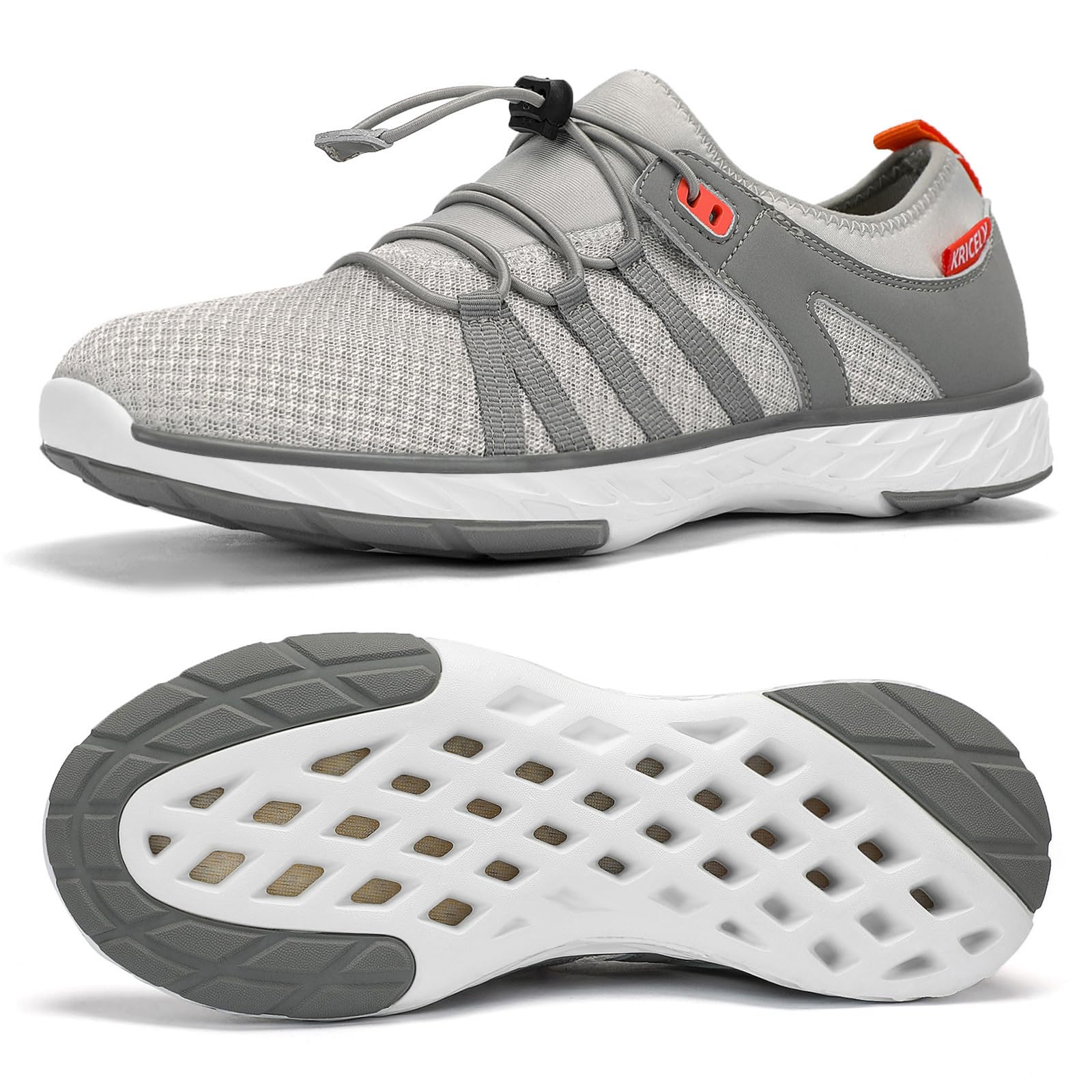 Photo 1 of Kricely Water Shoes Men Quick Dry Aqua Shoe Swim Shoes for Men Non-Slip Beach Shoes Outdoor Athletic Sport Sneakers for Surf Hiking Pool Lake Grey Size 11.5