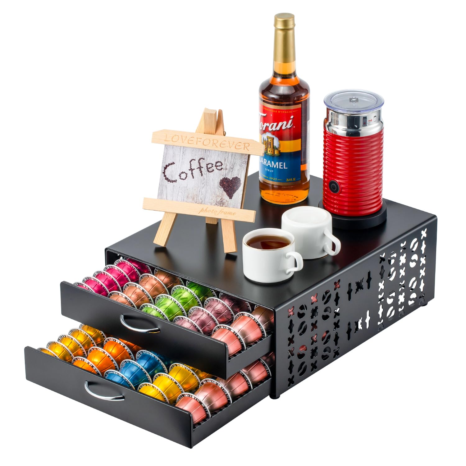 Photo 1 of Flagship Vertuo Pod Holder Coffee Storage for Nespresso Organizer - Large Capacity 2 Tier Drawer Fits All Size Vertuo Pods