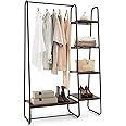 Tangkula Garment Rack with Shelves, Clothes Rack with 5 Shelves & Hanging Bar, Open Wardrobe for Hanging Clothes and Storage, Free Standing Closet Organizer, Clothing Rack for Bedroom Entryway