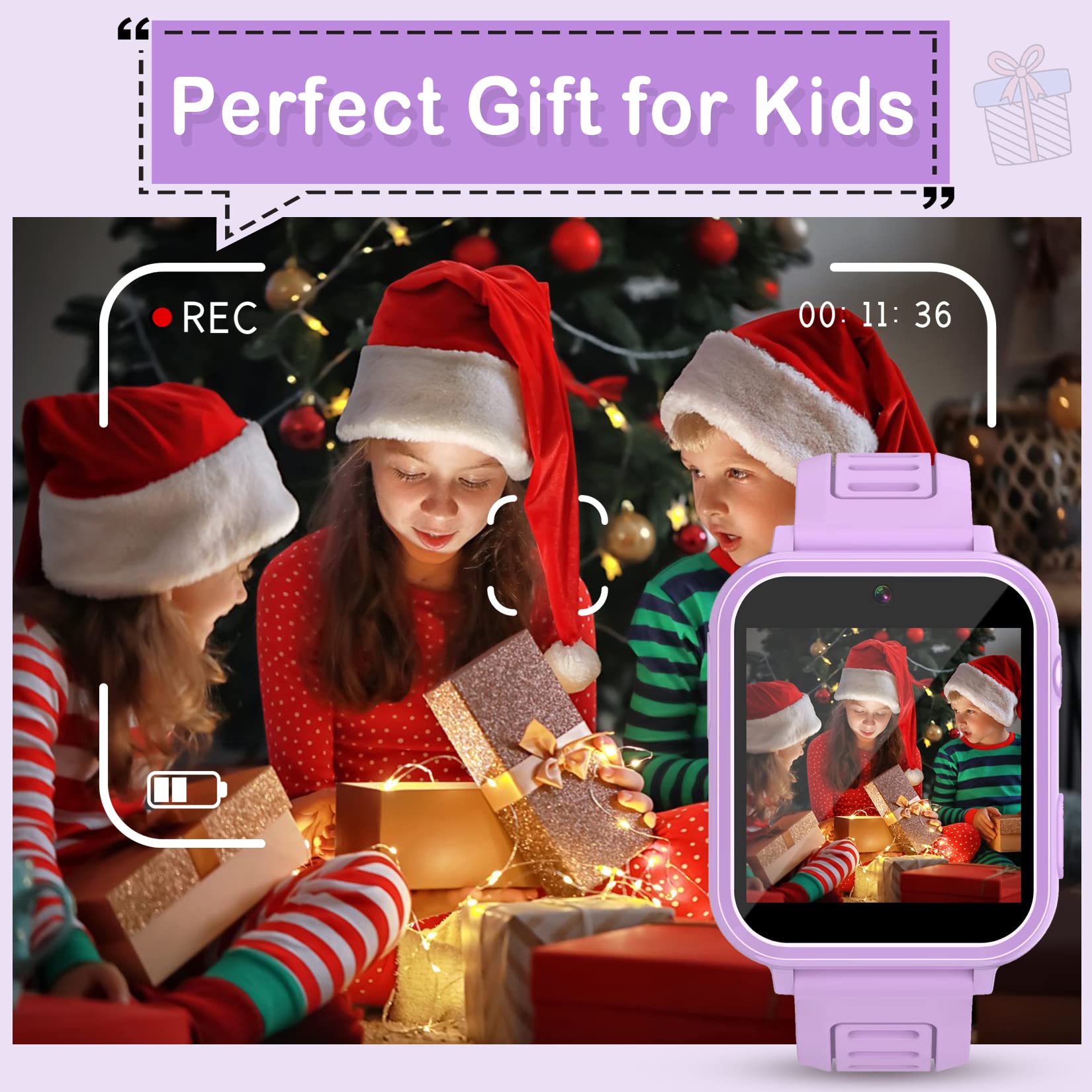 Kids Smart Watches Girls Gifts Age 3-12, Smart Watch for Kids with 39 Games Camera Video Recorder Music Player Alarm Calculator Stopwatch Flashlight Pedometer Gift Toys for Girls Ages 5 6 7 8 9 10