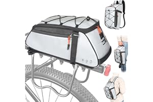 HuiJuKeJi Bike Trunk Bag 360 ° Reflective Bicycle Backpack 12L Rear Bike Cargo Rack Bags Storage Pannier Saddle Bag 3-in-1 Multifuction Waterproof Travel Accessories Expandable Luggage Trunk Bag