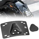 KEMIMOTO Curved Laydown License Plate Bracket Fit for Softail Dyna Cruiser | Low Rider for 3 Hole Mount Motorcycle with Rubber Gasket Curved License Plate Frame Holder Mount