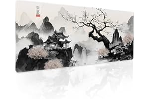 Japanese Cherry Blossom Anime Large Mouse Pad XL Black White Sakura Tree Mountain Extended Large Desk Mat Big Desk Pad 80X30 