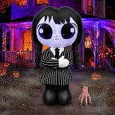 5FT Halloween Inflatable School Uniform Witch Blow Up Decorations with LEDs | Black-and-White Gothic Design, Weather-Resistant Polyester, Easy Setup, Outdoor Decor for Yards, Lawns, Gardens and Party