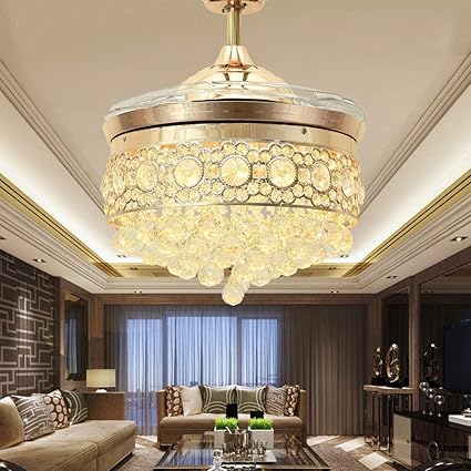 Lighting Groups 42 Inch Crystal Invisible Ceiling Fan With Light