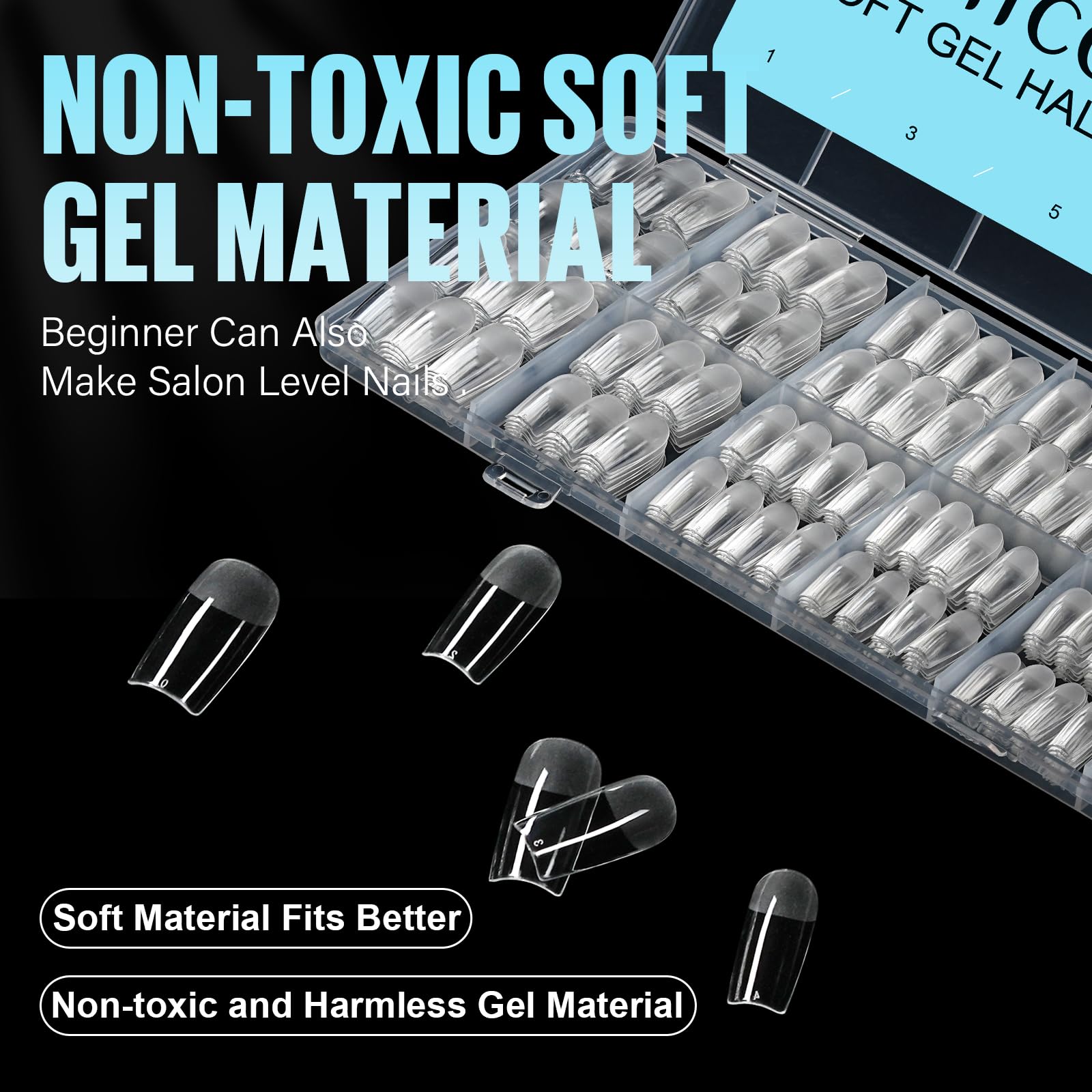 TOMICCA Medium Square Nail Tips, 504Pcs Half Matte Press on Full Cover Acrylic Nails, 12 Sizes Pre-Shape Soft Gel Fake Nail Tips for Nail Extension Art Home DIY Nail Salon - Image 5