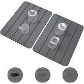 Stone Drying Mat for Kitchen Counter, 2-Pack 16"x12" Fast Drying Stone Dish Mat, Double-Sided Diatomaceous Earth Dish Drying Mat, Highly Absorbent Eco-Friendly Kitchen Mat (Gray, Vertical Stripes)
