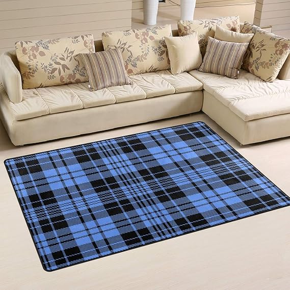 ALAZA Blue and Black Tartan Plaid Scottish Non Slip Area