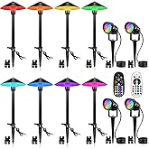 SUNVIE RGBW Landscape Lighting Kit 12V Low Voltage Landscape Lighting with Connectors, Color Changing Low Voltage Pathway Lights Wired with Spotlights Waterproof for Holiday Patio Garden Yard,12 Pack
