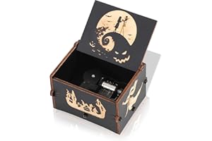 BAOSIWA Halloween Nightmare Music Box, Large Size Engraved Wooden Music Box Gifts for Girlfriend Boyfriend Her Him Birthday Valentines Day