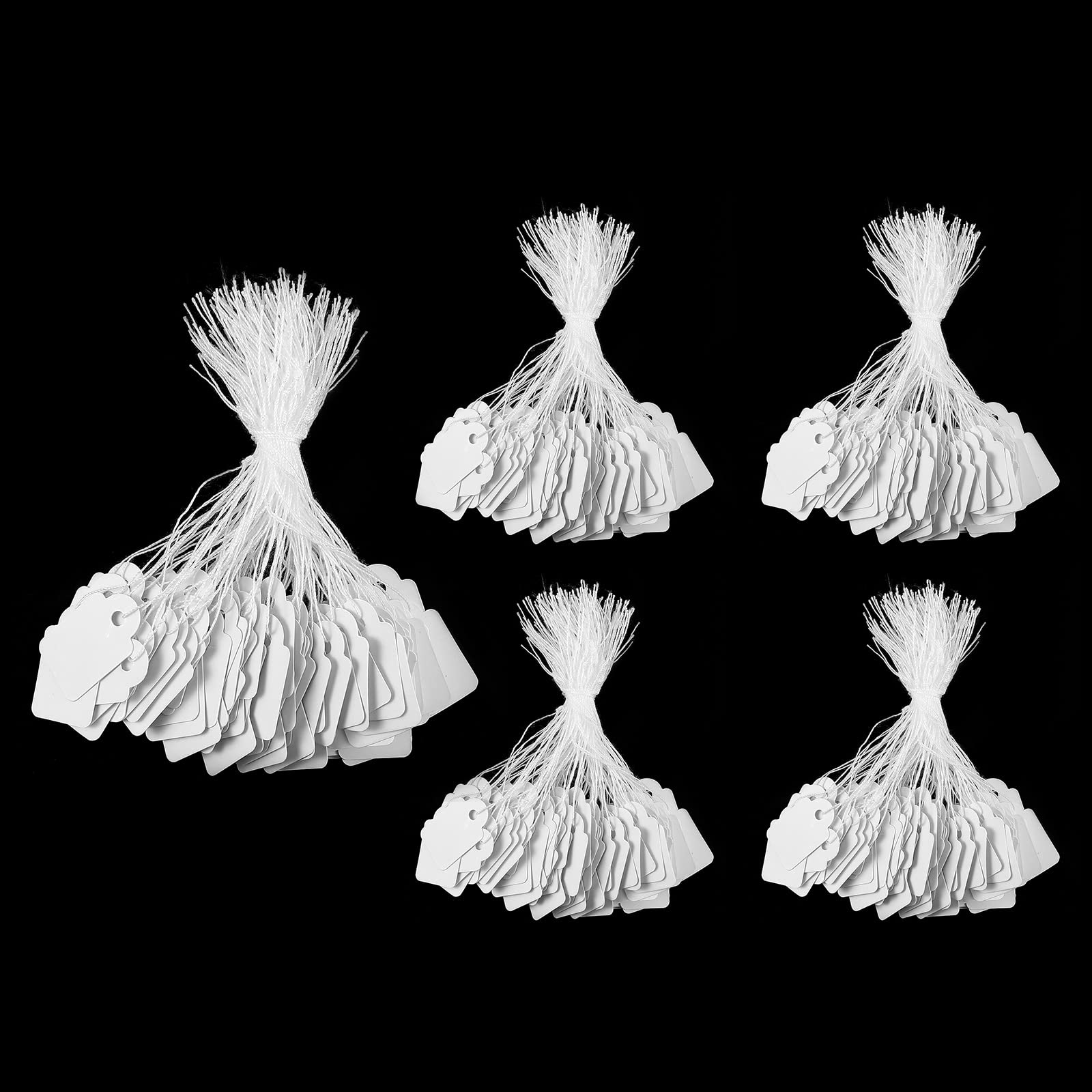 AIEX Price Tags with String, 500pcs Small Marking Tags Strung Labels Tags Writable Blank Display Price Tag for Clothes Jewelry Shoes Stationery Arts Crafts Warehouse Items(0.98x0.59inch,White)