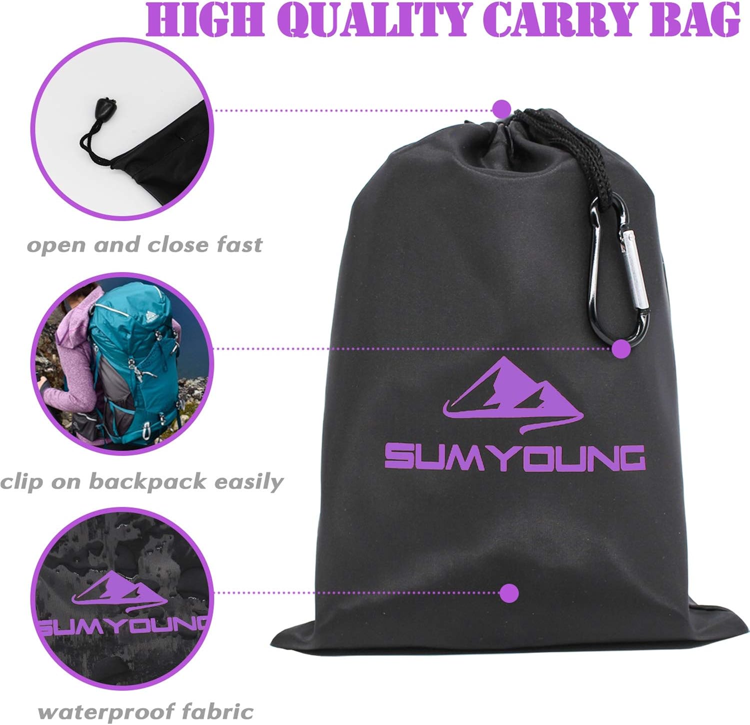 Female Urination Device, Foolproof Female Urinal Allows Women to Pee Standing Up, Portable, Compact, Lightweight Design for Camping, Hiking, Music Festivals, with Drawstring Bag and Carabiner-Purple : Sports & Outdoors