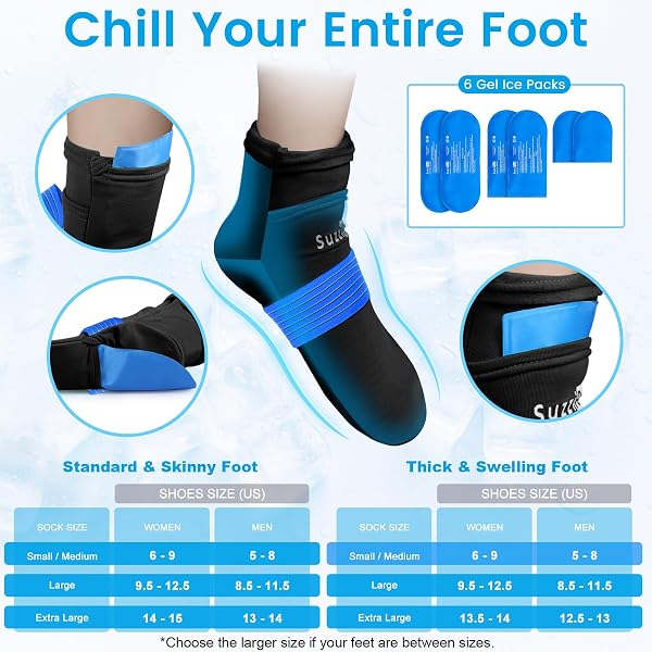 SUZZIPAD FOOT ICE PACK COOLING SOCKS AND COLD GLOVES FOR CHEMOTHERAPY, CHEMO COMFORT ITEMS, IDEAL FOR SOOTHING HAND AND FEET DISCOMFORT, L