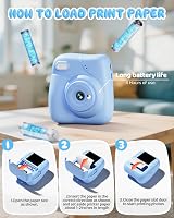CAMCLID Kids Camera Instant Print 1080P 32GB Blue view 6