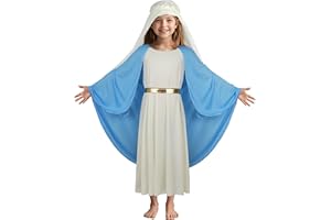 JEGERMIG Children’s Halloween Mary Cosplay Costume Dress Robe Masquerade Outfit