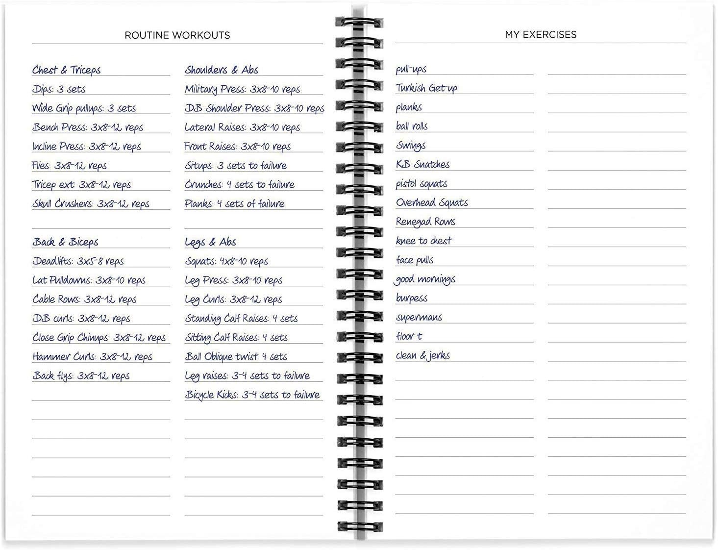 Workout Log Book & Fitness Journal - 25-Week Designed by Experts, w/Illustrations : Track Gym, Bodybuilding & Crossfit Progress - Sturdy Binding, Thick Pages & Laminated, Protected Cover 1-Pack : Sports & Outdoors