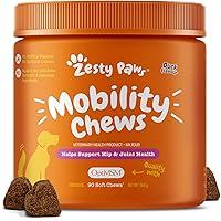 Zesty Paws Glucosamine for Dogs Mobility Chews - Premium Hip and Joint Supplement for Dogs with Glucosamine Chondroitin MSM S