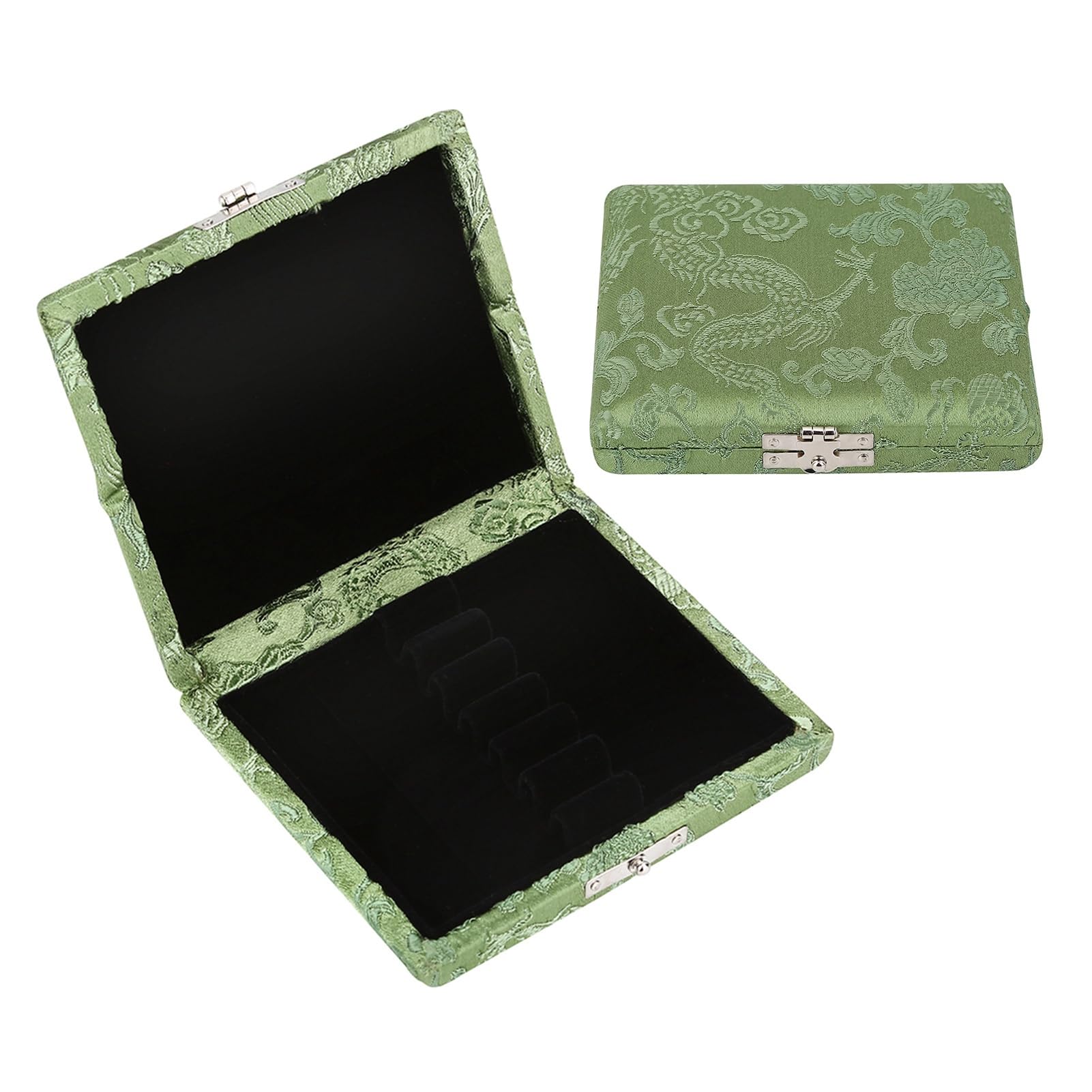 Oboe Reeds Case,Durable Wooden + Silk Cloth Cover Reed Storage Box Oboe Accessory for 6pcs Oboe Reeds (Green)