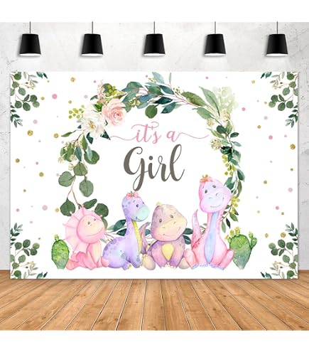 Avezano Hatching Soon Dinosaur Backdrop Banner - 6x3.6ft Watercolor Dino Baby Shower Decor - View #14