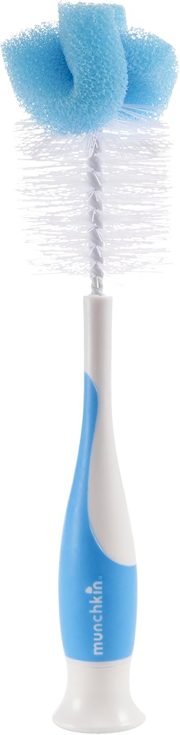 Munchkin Sponge 2-in-1 Bottle Brush (Bonus Teat Brush Stored in Handle), Assorted, Pack of 1, Blue, 2 Count (Pack of 1) - Image 5
