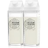 Papablic Glass Breastmilk Pitcher, Baby-Safe Milk Storage Bottles for Breastfeeding & Pumping, Reusable Milk Juice Beverages Container for Fridge, No Leak, BPA Free, 17 oz (2 Packs)