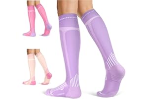Supertrip 3 Pairs Sport Compression Socks for Women, Knee High Support Socks for Flying/Travel/Nurses/Running/Workouts