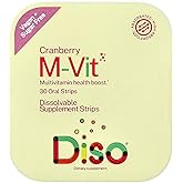 DISO - M-VIT - Fast-Dissolving Multivitamin Oral Strips, Cranberry Flavor, Vegan, Sugar Free, Gluten Free, Individually Wrapped, Maximum Absortption, 30 Dissolvable Strips