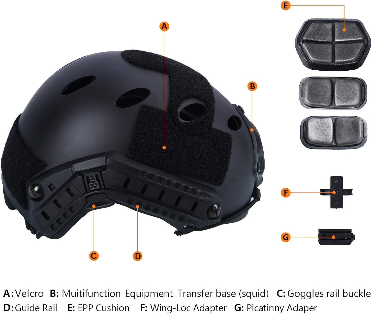Tongcamo Fast PJ Paintball Airsoft Helmet for Training, Rescue, Climbing, Riding, Jumping, Military : Sports & Outdoors