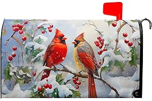 KAWANI Winter Cardinal Red Birds Magnetic Mailbox Cover Standard Size 18"x21" Winter Snow Birds Mailbox Covers Winter Christmas Mailbox Wraps Post Letter Box Cover Maibox Wrap Outdoor Decoration for Home