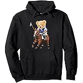 Cool Teddy Bear Playing Horse Polo Game Illustration Graphic Pullover Hoodie