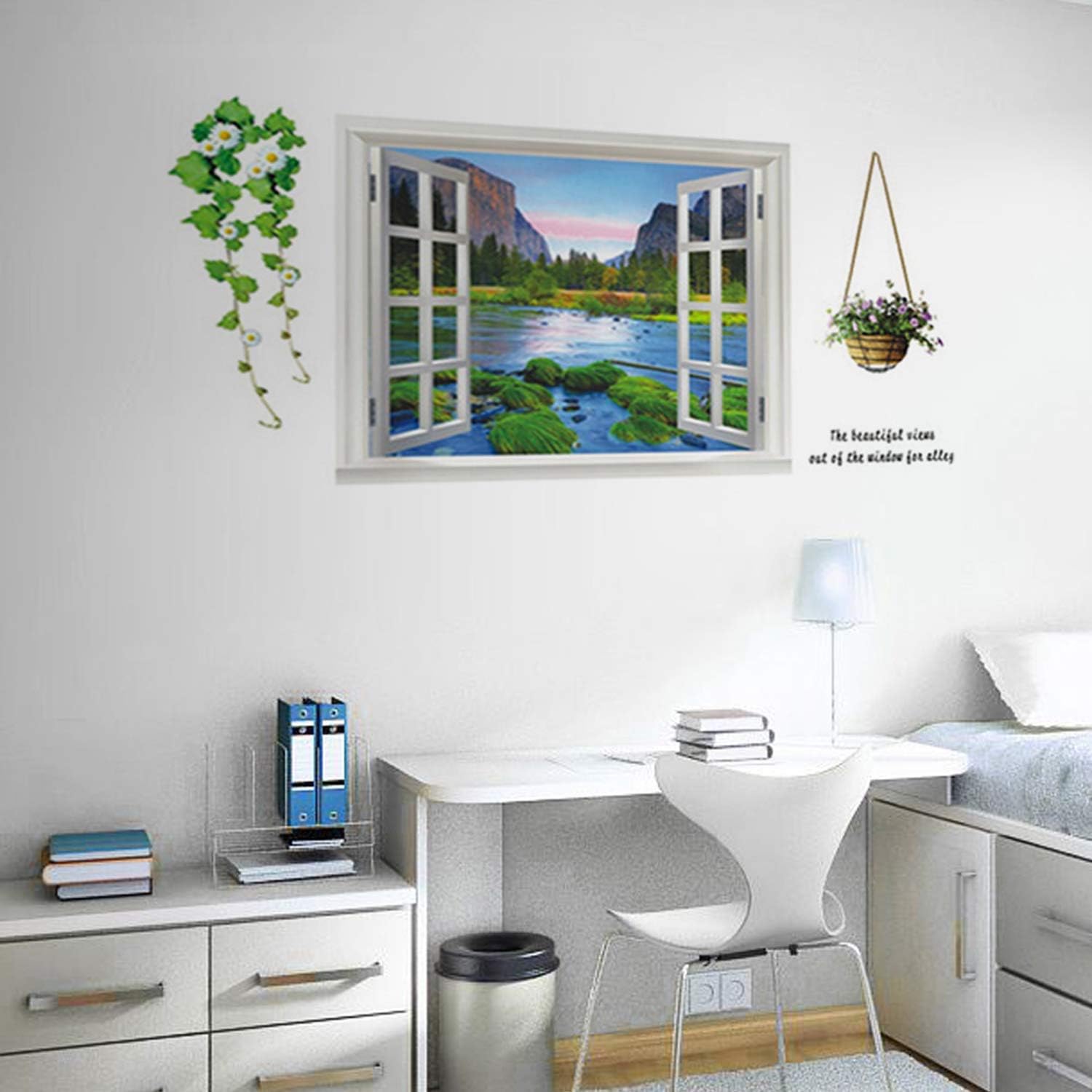 Walplus Large 3D River View Window Film Wall Stickers Home Decoration Art Mural Paper