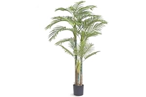 VEVOR Artificial Golden Cane Palm Tree, 6.5 FT Tall Faux Plant, PE Material & Anti-Tip Tilt Protection Low-Maintenance Plant, Lifelike Green Fake Tree for Home Office Warehouse Decor Indoor Outdoor