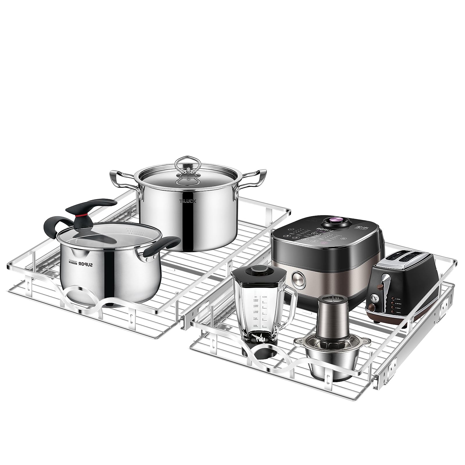 Photo 1 of Tksrn Pull Out Organizer (14" W x 21" D) 2 Pack - Slide Out Shelves for Kitchen, Under Sink, Pantry & Bathroom (NEED 15" W and 22" D Cabinet)