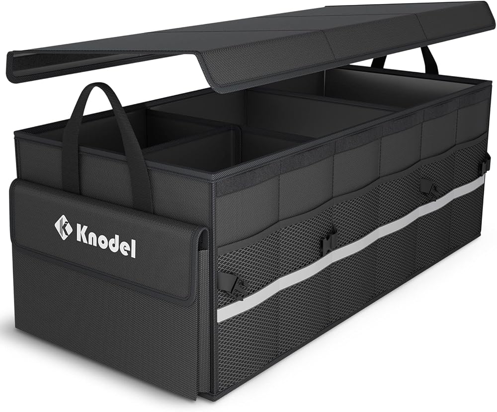 K KNODEL Car Boot Organizer with Foldable Cover Large 3 Compartments