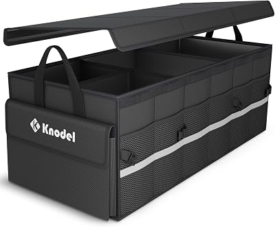 K KNODEL Car Boot Organizer with Foldable Cover Large 3 Compartments