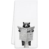 OSLYSOF Funny Black Bear Hand Towels for Bathroom Washroom, Bear Bathroom Decor, Bears Lover Gifts for Women Men, Funny Wild Animal Bears Bathrooms Hand Towels, 16x24 Inch