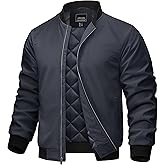 TACVASEN Men's Bomber Jackets Full Zipper Spring Fall Jacket Windproof Water Resistant Winter Warm Padded Coats