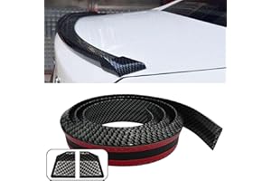 MLAHUIER Car Trunk Spoiler Roof Lip Kit, 4.9 Ft Reflective Carbon Fiber Rear Wing Spoiler Sticker Bar for Tailgate Roof Bumper, Universal Punch-Free Vehicle Exterior Accessory Sticker(Carbon Fiber Black)