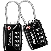 Puroma 2 Pack TSA Approved Luggage Lock, 4 Digit Combination Travel Locks Resettable Code Lock with Zinc Alloy Body for Suitc