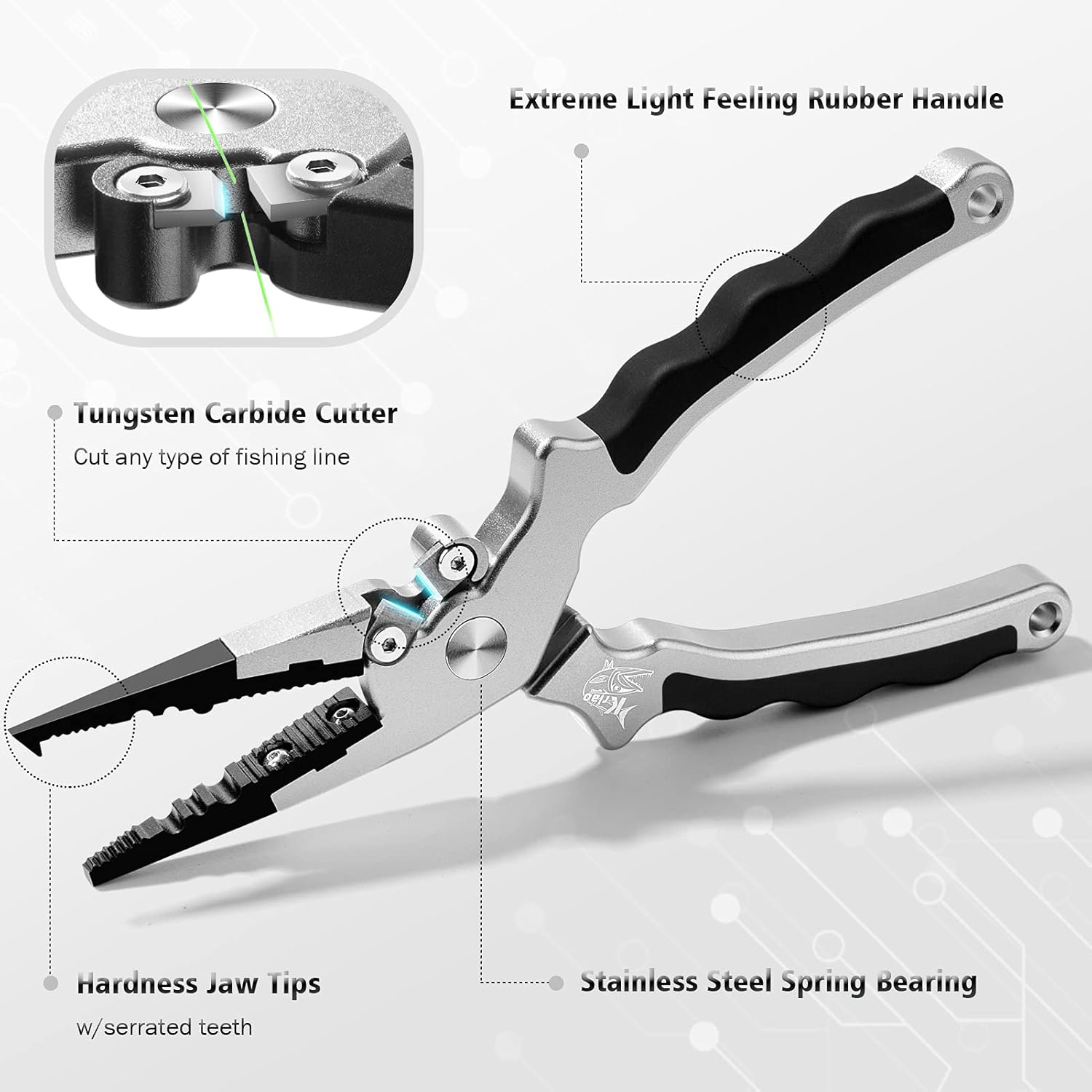 KRLAO Fishing Pliers Fish Hook Remover Muti-Function Split Rings Pliers Braid Line Cutter, Corrosion Resistant Saltwater Fishing Tool Set with Leather Sheath & Lanyard, Fishing Gifts for Men : Sports & Outdoors