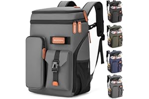 BAGPARKK Insulated Cooler Backpack,33 Cans Multifunctional Double Deck Leakproof Cooler Bag with Sternum Strap,Large Capacity Lightweight Travel Camping Beach Backpack