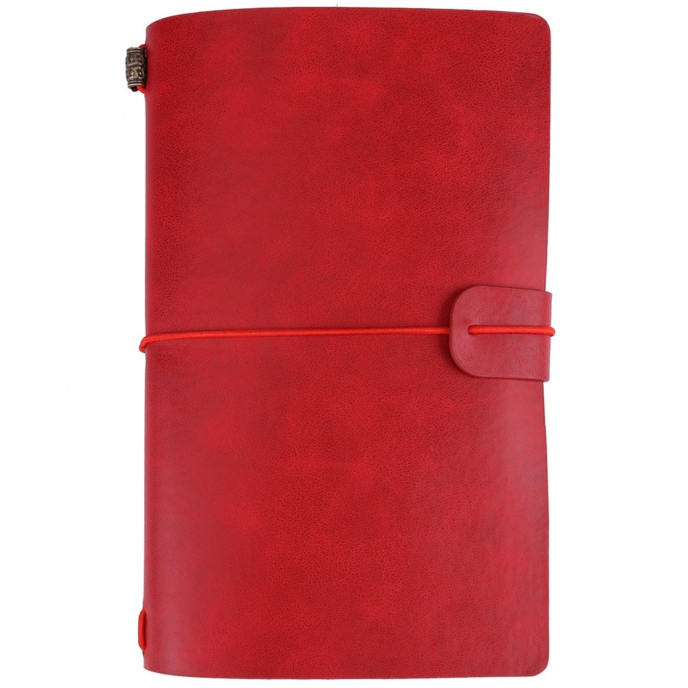 Hilitand Classic 5 Colors PU Leather Travel Notebook Personalized Journal Journal Refillable Notepad (Red)