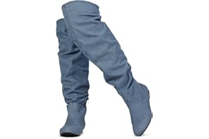 RF ROOM OF FASHION Women's Over The Knee Flat Heel Slouchy Boots (Available in Regular and Wide Calf)