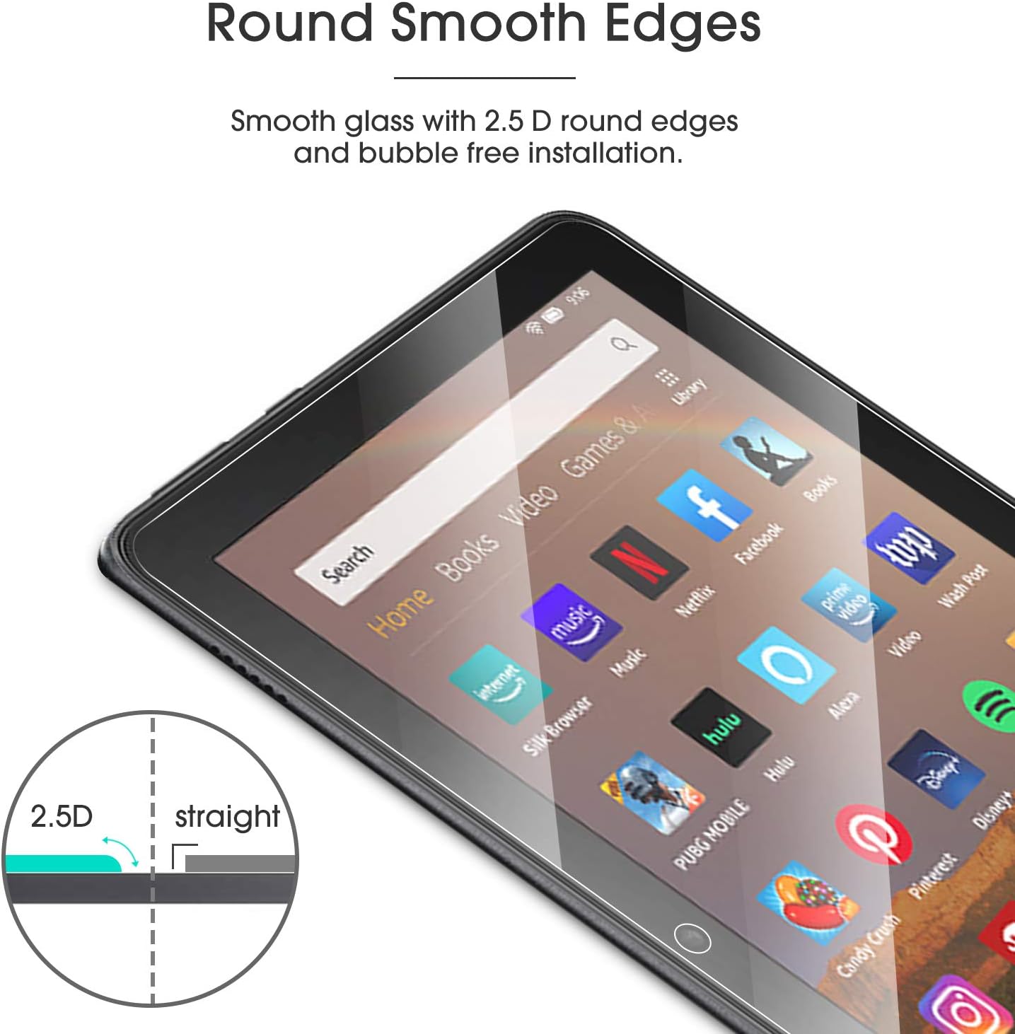 [2 pack] OMOTON Screen Protector for All-New Fire HD 8/Fire HD 8 Plus/Fire HD 8 Kids (10th Generation - 2020 Released), Tempered Glass/High Definition / 9H Hardness