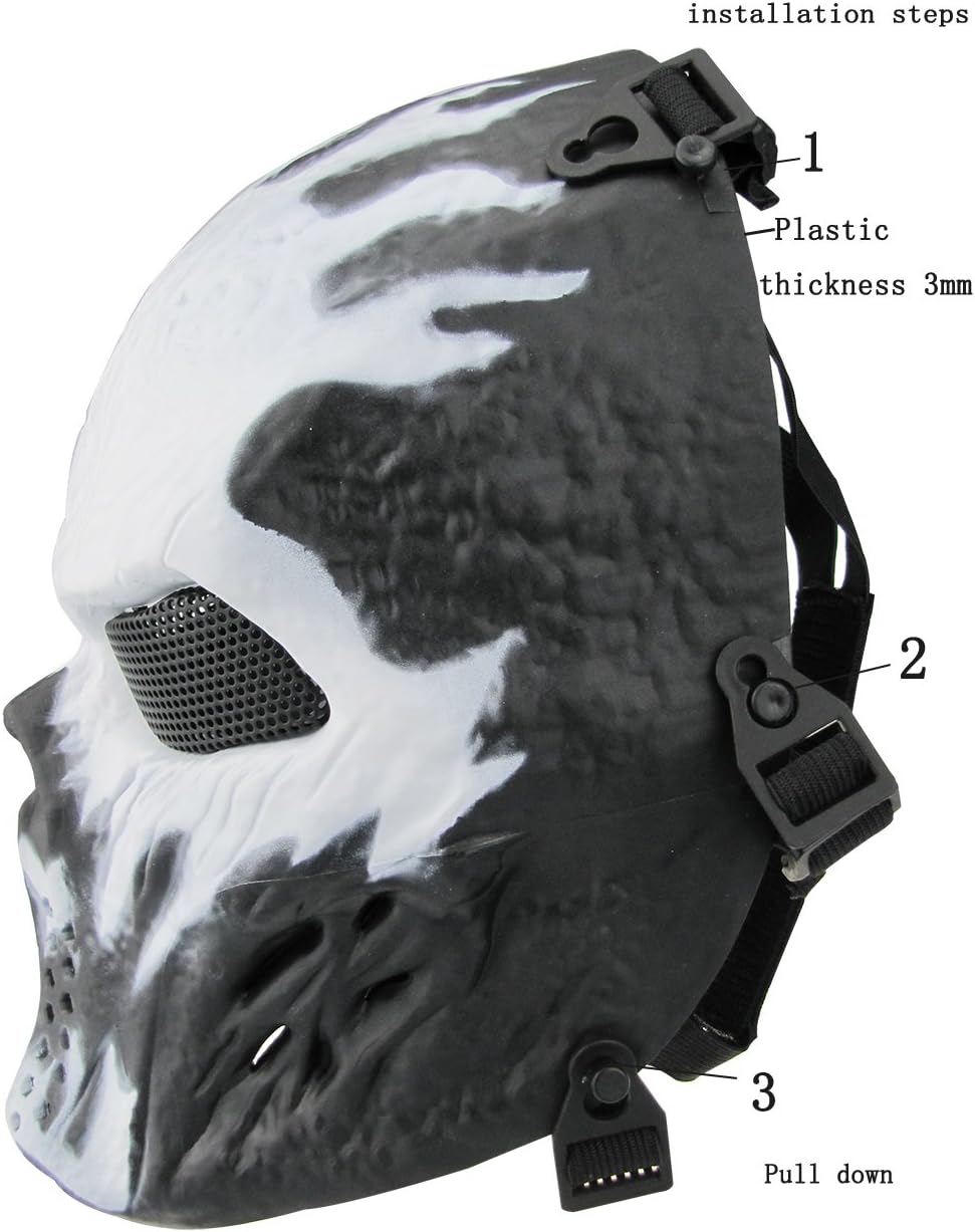 Aoutacc Airsoft Skull Mask ,Full Face Skull Tactical Mask for Masquerade Ball , Party and Halloween Cos Skull Mask ,Cs War Game,BB Gun - Image 5