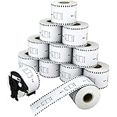Labelchoice 【12 Rolls】 2.4" x 100 Ft. 3-Proof Continuous Paper Label Tape Replacement for Brother DK-2205 QL-800 QL-820NWB QL-1110NWB and Other QL Series Label Printer, 62mmx30.48m & 1 Frame