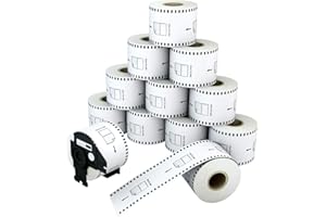 Labelchoice 【12 Rolls】 2.4" x 100 Ft. 3-Proof Continuous Paper Label Tape Replacement for Brother DK-2205 QL-800 QL-820NWB QL-1110NWB and Other QL Series Label Printer, 62mmx30.48m & 1 Frame