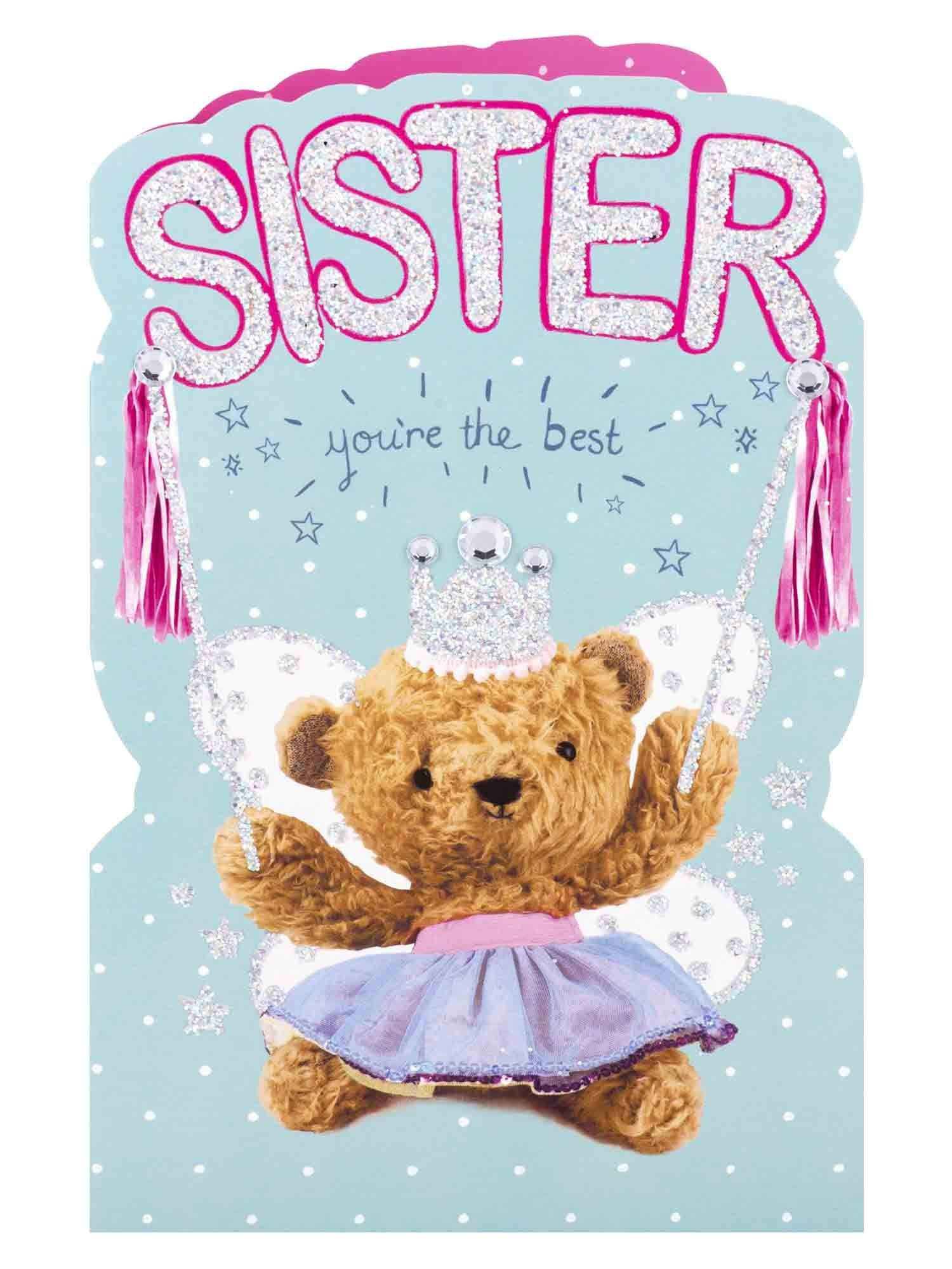 Clintons: Bear In Fancy Dress Sister Birthday Card 149x229mm 1152787 multi