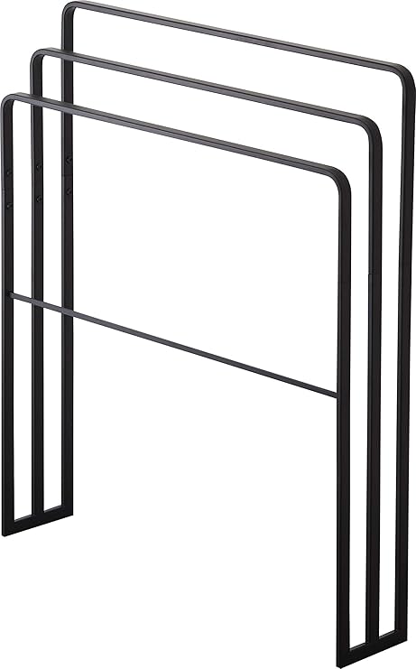 Amazon Co Jp バスタオルハンガー 3枚横から掛けられるバスタオルハンガー タワーブラック タオルスタンド 山崎実業 3連 山崎実業 洗濯物 部屋干し ホーム キッチン