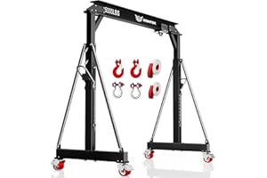 BSMTEK 2 Ton Gantry Crane, 5000LBS Steel I-Beam Construction, Portable Design with 360°Locking Wheels,Gantry Crane Adjustable Height from 8.53-12.5ft for Factories, Warehouses, Auto Repair, Construction